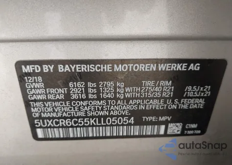 2019 BMW X5 xDrive40I z USA, uszkodzony, nr VIN 5UXCR6C55KLL05054